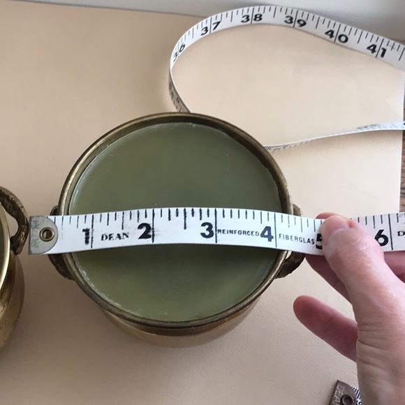 Brass Footed Handmade Candles with Handles India Vintage Centerpieces set of 2 - Picture 4 of 5